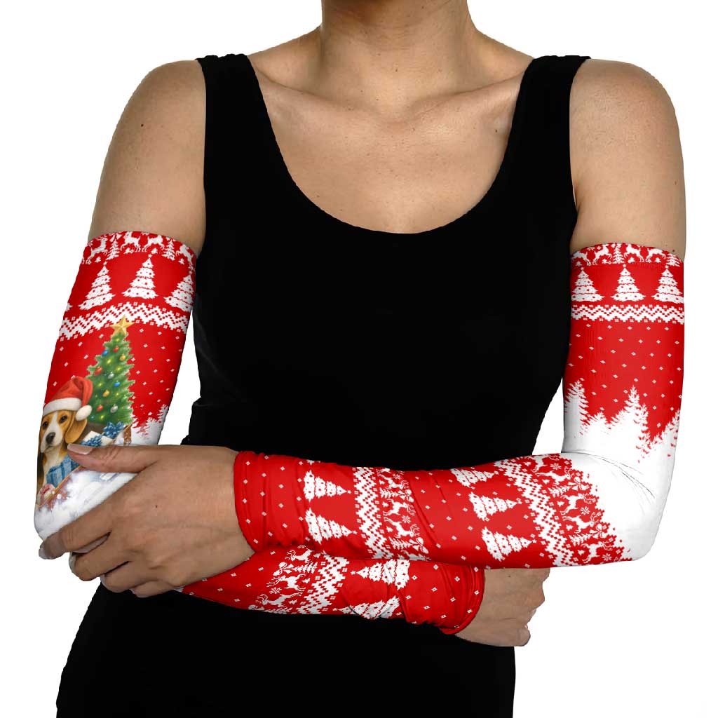 Beagle Dashing Dog Christmas Arm Sleeves Xmas Holiday Patterns - Wonder Print Shop