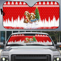 Beagle Dashing Dog Christmas Auto Sun Shade Xmas Holiday Patterns - Wonder Print Shop