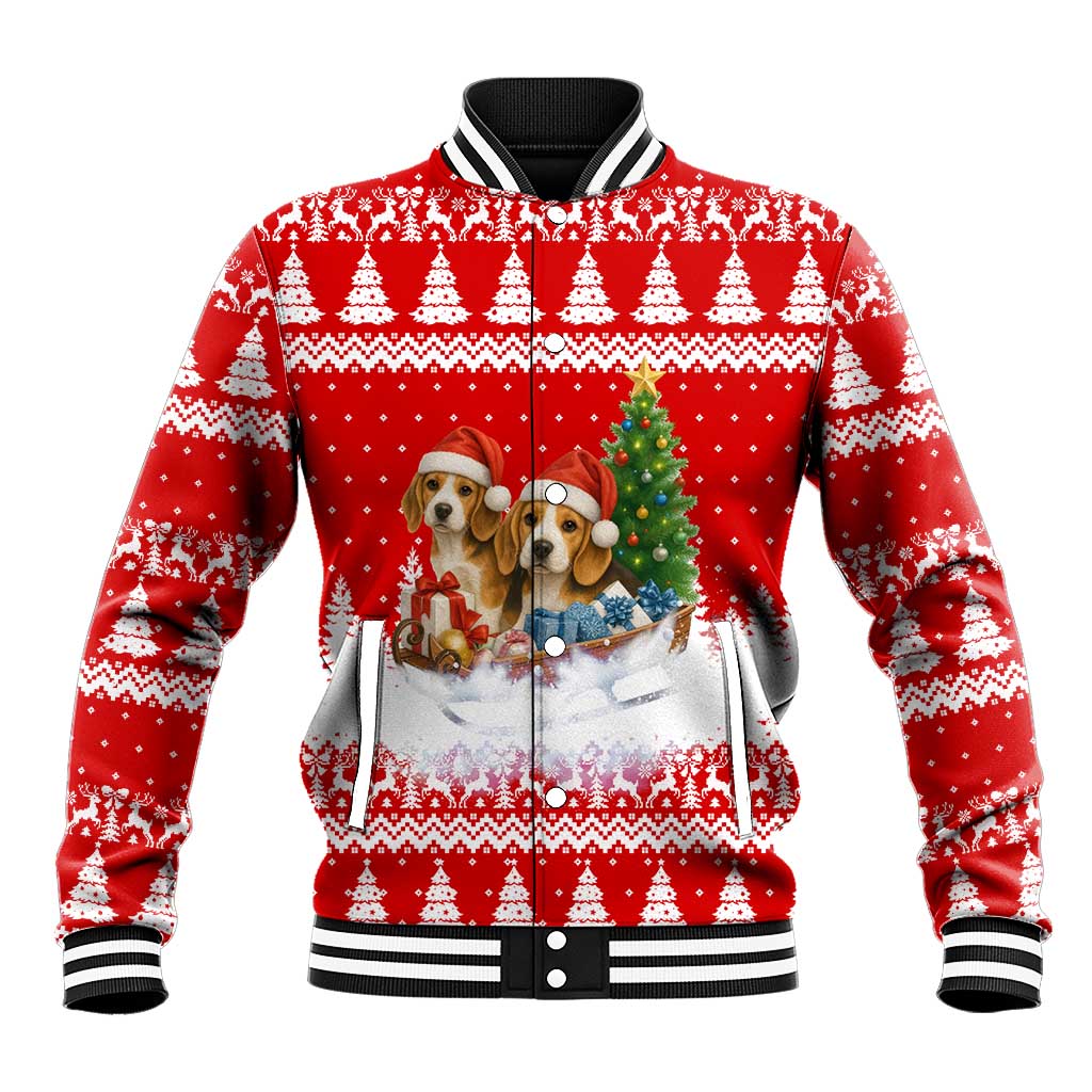 Beagle Dashing Dog Christmas Baseball Jacket Xmas Holiday Patterns - Wonder Print Shop