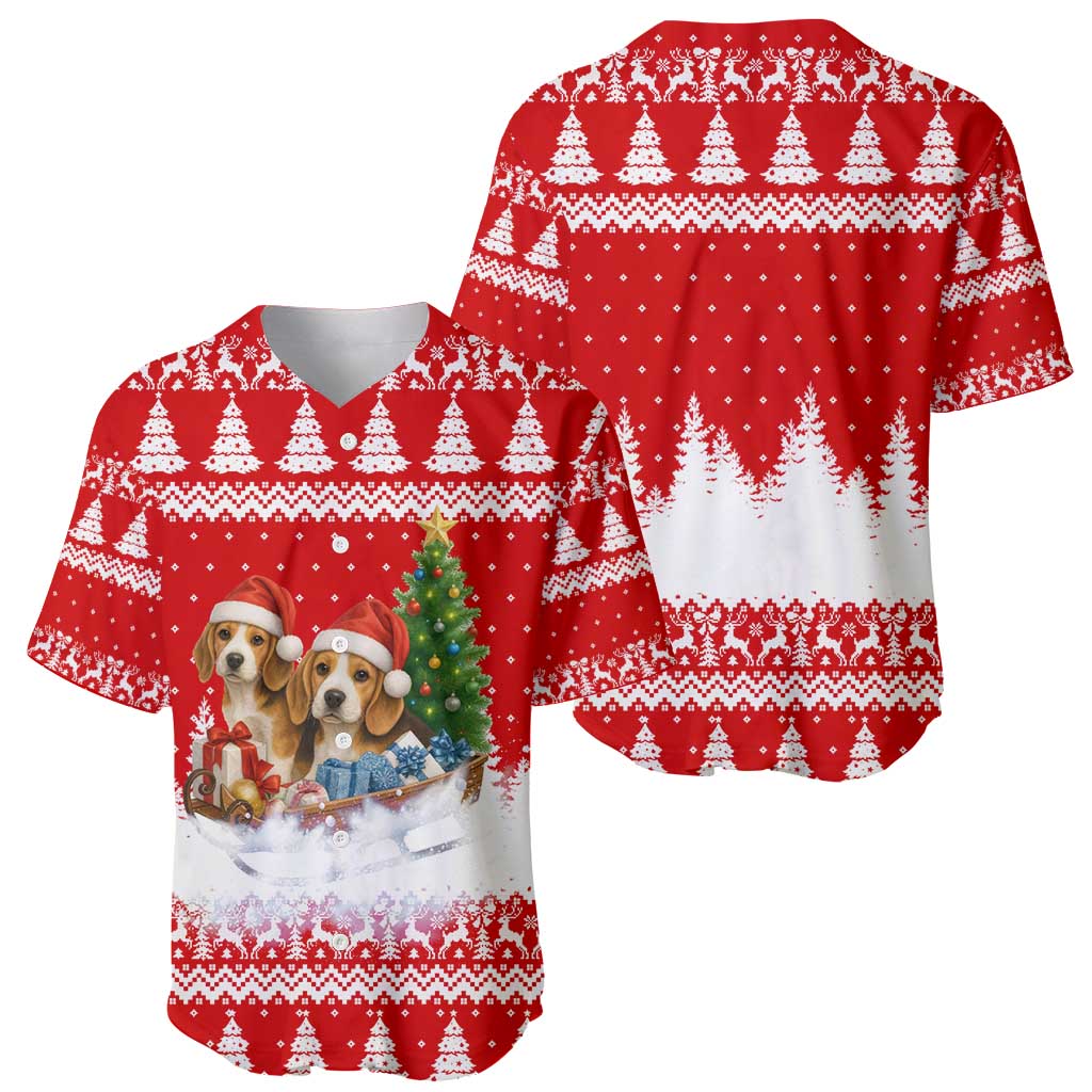 Beagle Dashing Dog Christmas Baseball Jersey Xmas Holiday Patterns - Wonder Print Shop