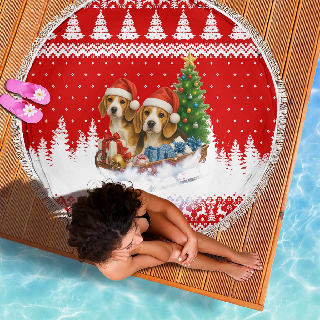 Beagle Dashing Dog Christmas Beach Blanket Xmas Holiday Patterns - Wonder Print Shop