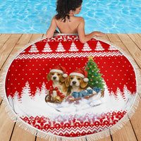 Beagle Dashing Dog Christmas Beach Blanket Xmas Holiday Patterns - Wonder Print Shop