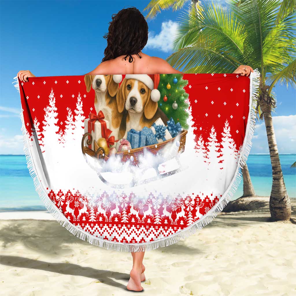 Beagle Dashing Dog Christmas Beach Blanket Xmas Holiday Patterns - Wonder Print Shop