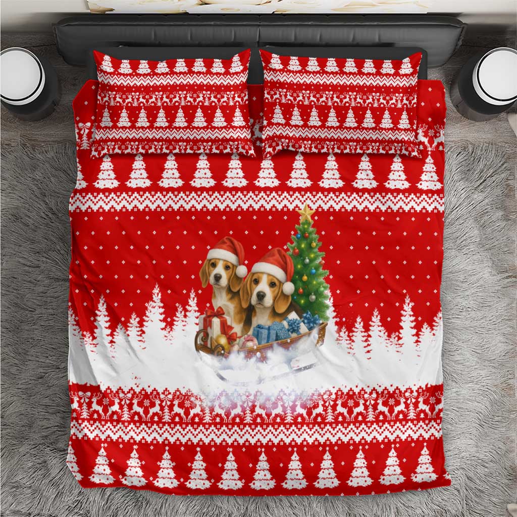 Beagle Dashing Dog Christmas Bedding Set Xmas Holiday Patterns - Wonder Print Shop