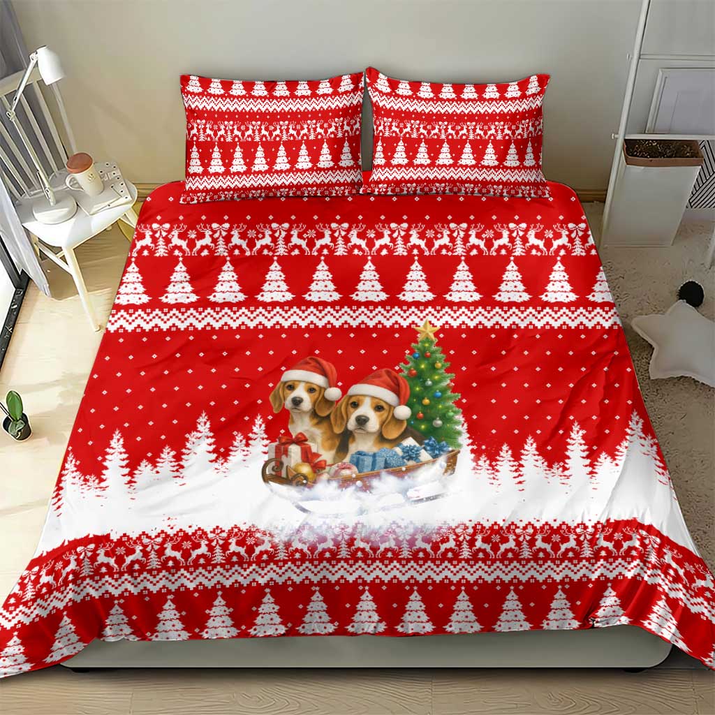 Beagle Dashing Dog Christmas Bedding Set Xmas Holiday Patterns - Wonder Print Shop