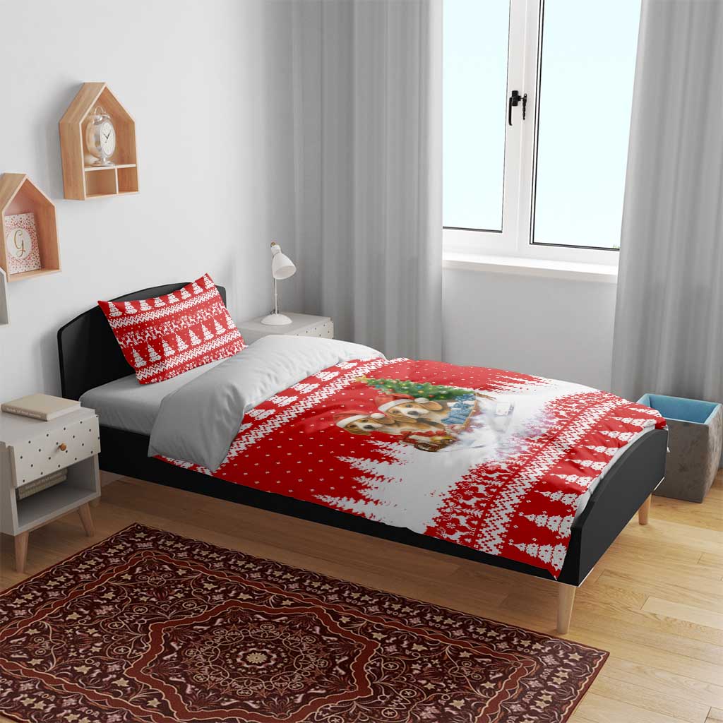 Beagle Dashing Dog Christmas Bedding Set Xmas Holiday Patterns - Wonder Print Shop