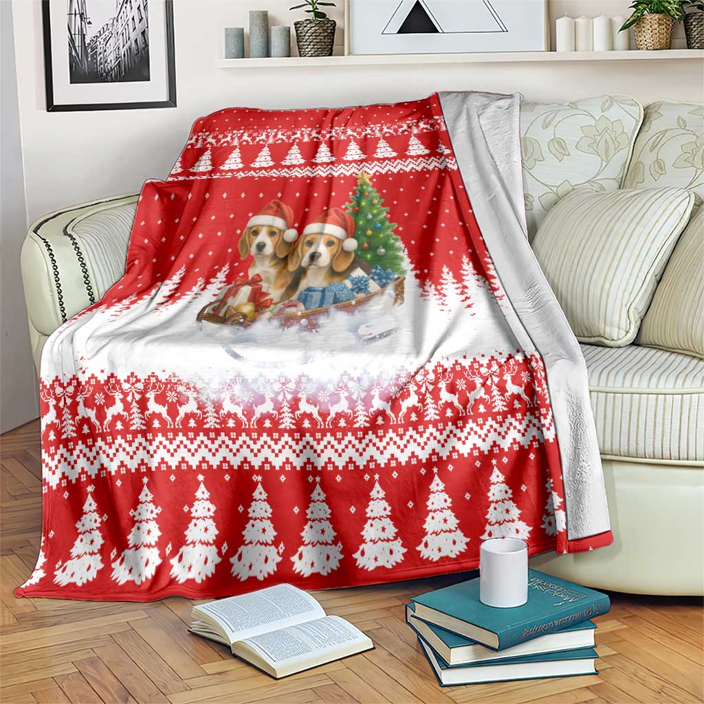 Beagle Dashing Dog Christmas Blanket Xmas Holiday Patterns - Wonder Print Shop
