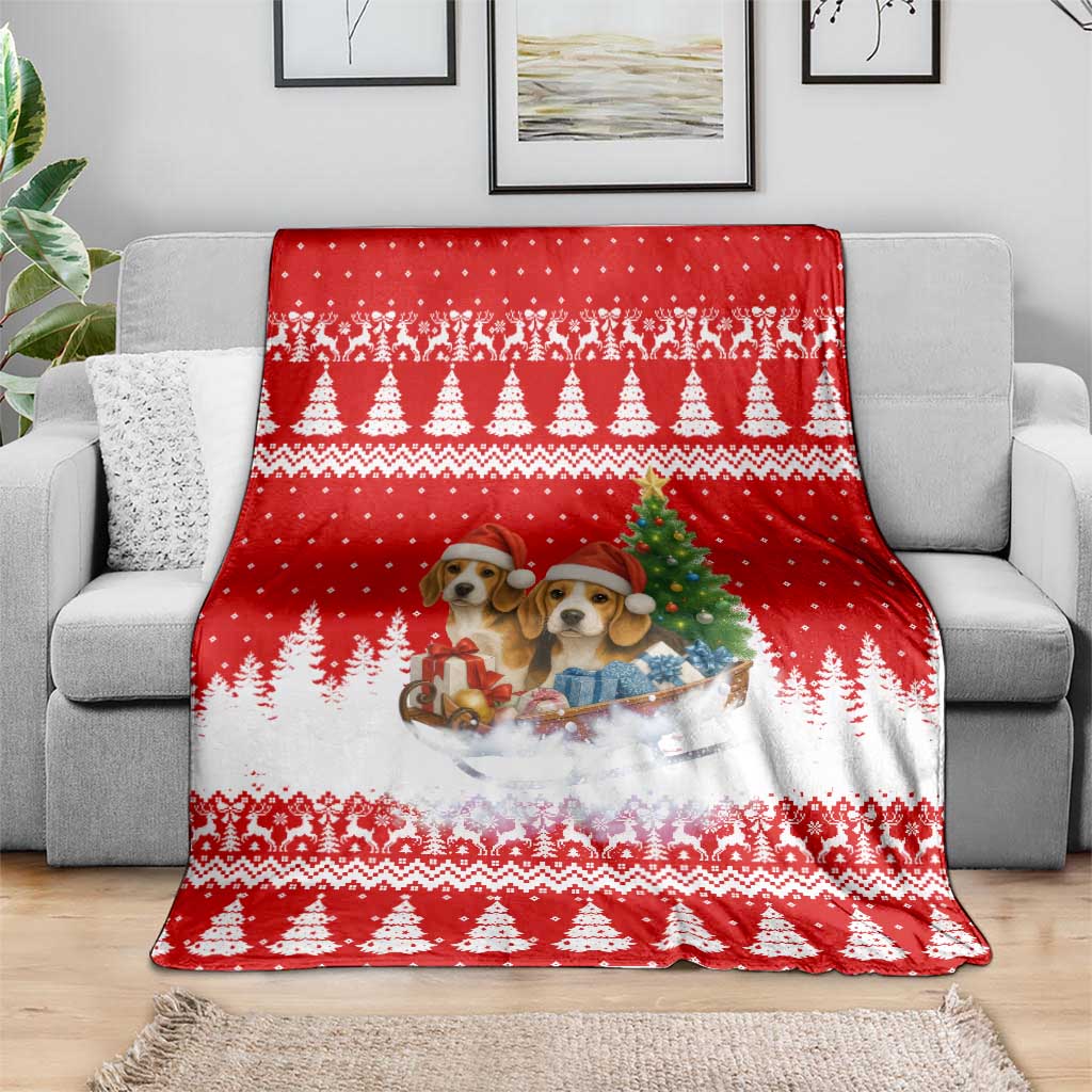 Beagle Dashing Dog Christmas Blanket Xmas Holiday Patterns - Wonder Print Shop