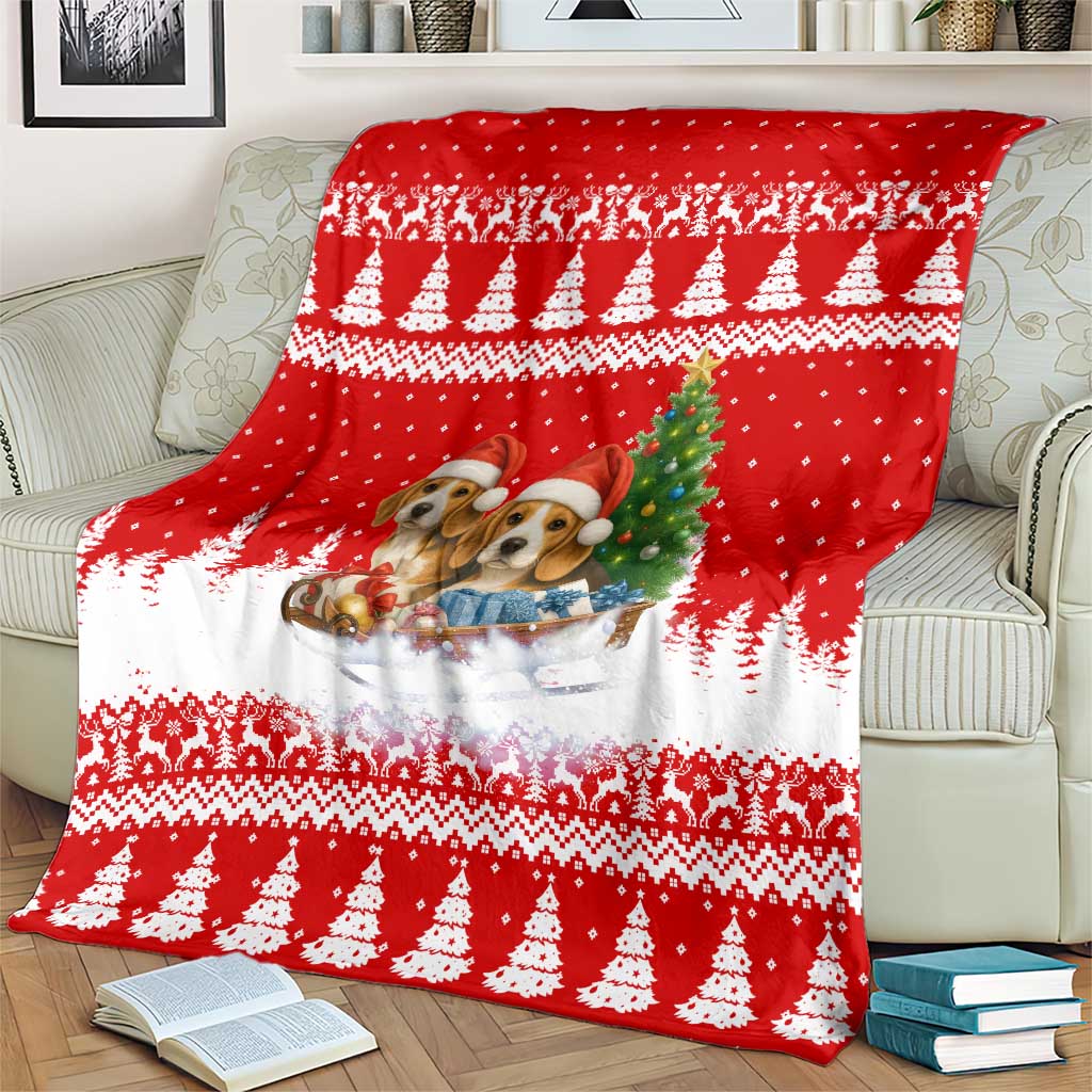 Beagle Dashing Dog Christmas Blanket Xmas Holiday Patterns - Wonder Print Shop