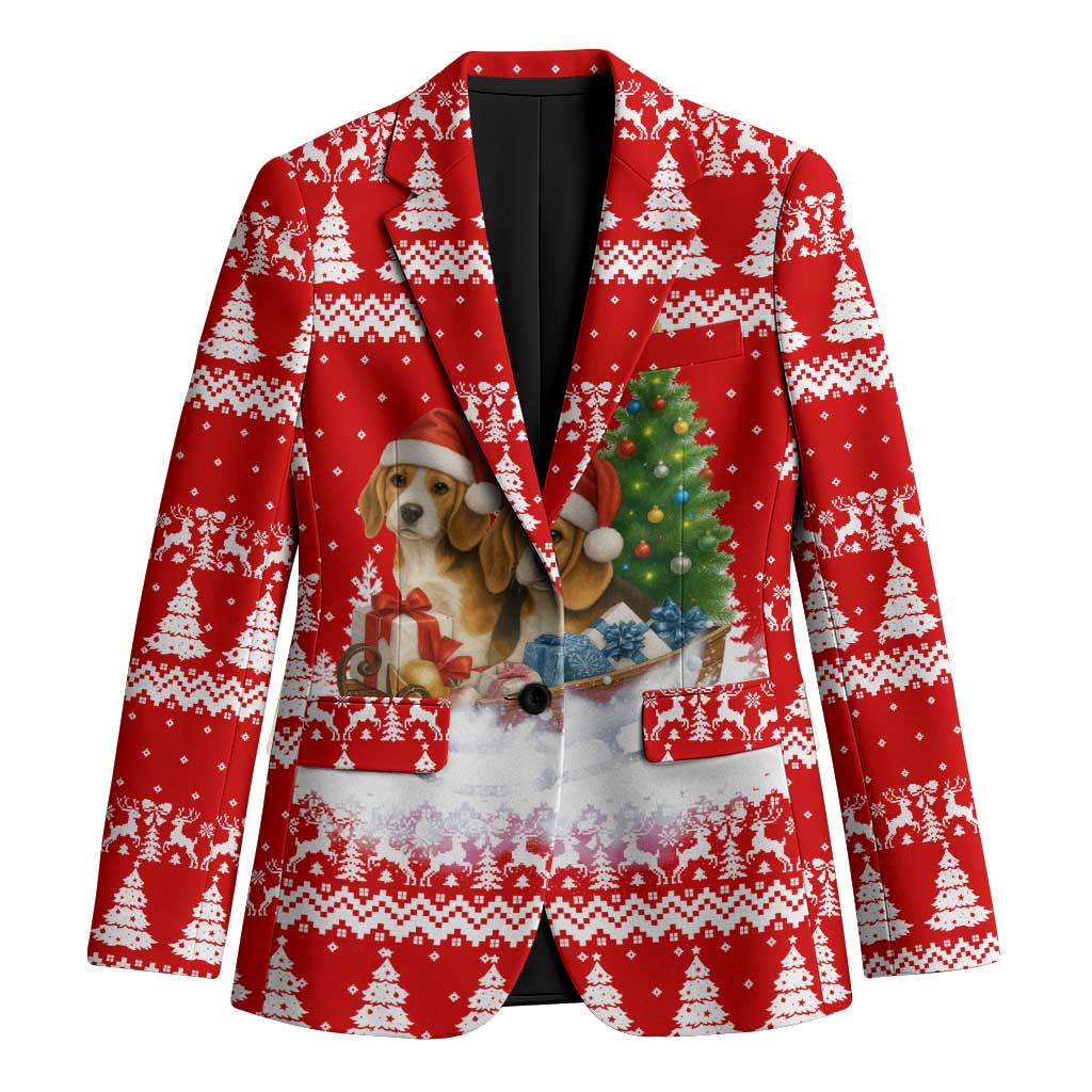Beagle Dashing Dog Christmas Blazer Xmas Holiday Patterns - Wonder Print Shop