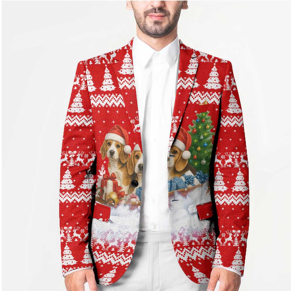 Beagle Dashing Dog Christmas Blazer Xmas Holiday Patterns - Wonder Print Shop