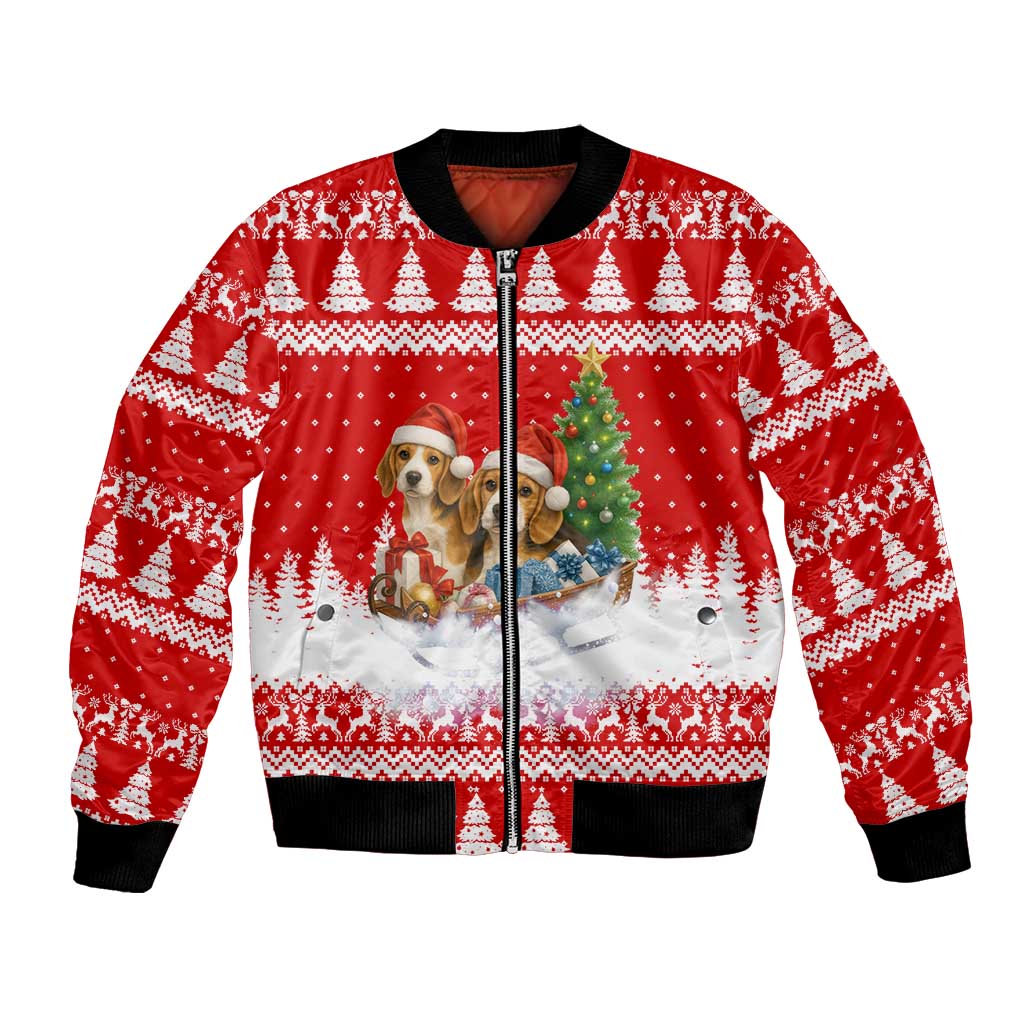 Beagle Dashing Dog Christmas Bomber Jacket Xmas Holiday Patterns - Wonder Print Shop