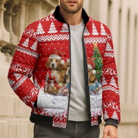 Beagle Dashing Dog Christmas Bomber Puffer Jacket Xmas Holiday Patterns - Wonder Print Shop
