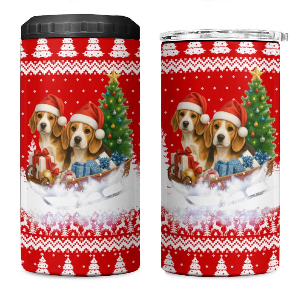 Beagle Dashing Dog Christmas 4 in 1 Can Cooler Tumbler Xmas Holiday Patterns - Wonder Print Shop