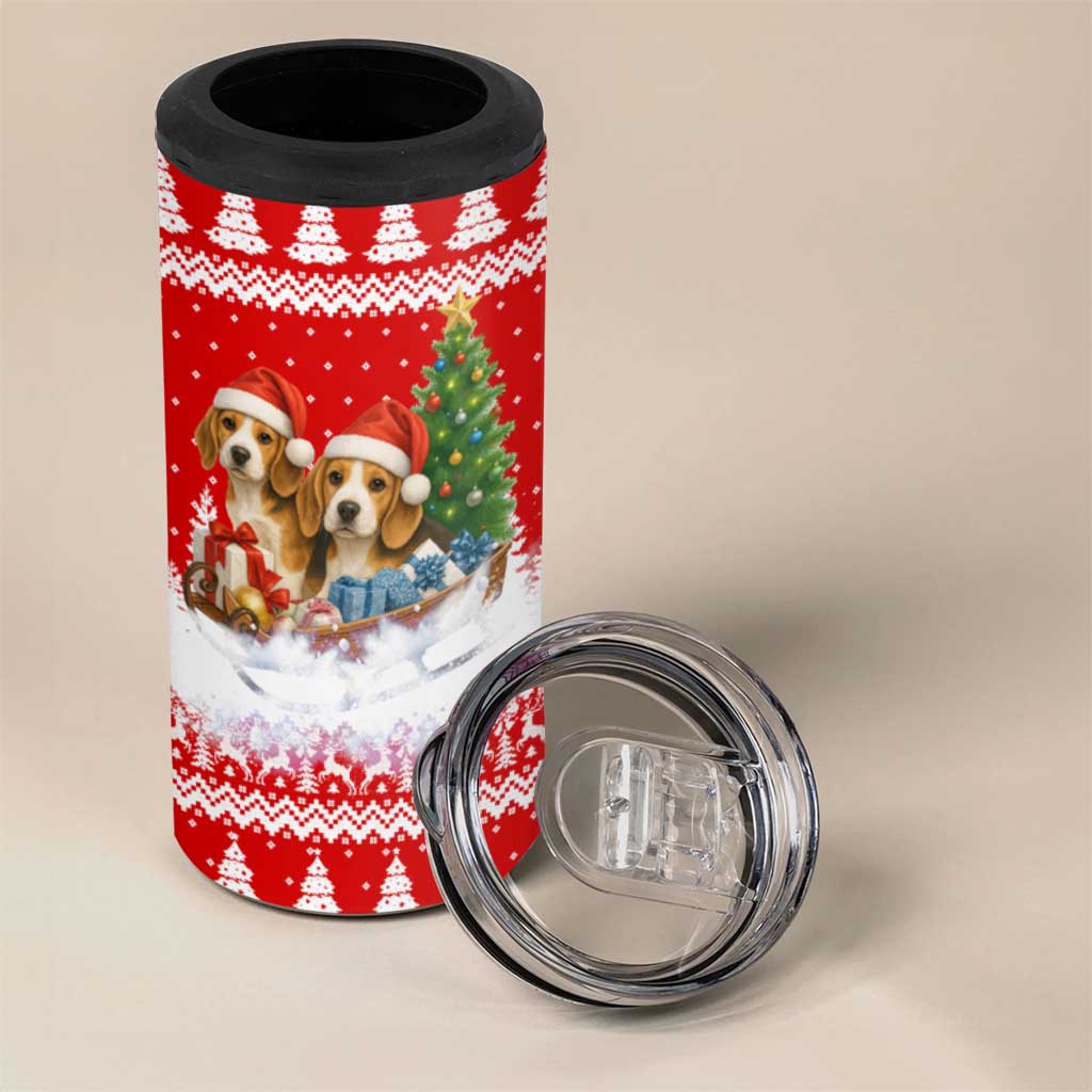 Beagle Dashing Dog Christmas 4 in 1 Can Cooler Tumbler Xmas Holiday Patterns - Wonder Print Shop