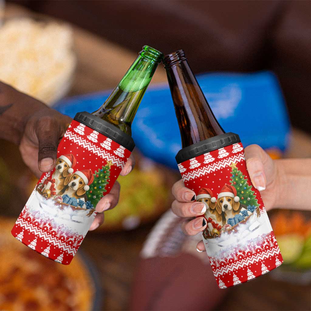Beagle Dashing Dog Christmas 4 in 1 Can Cooler Tumbler Xmas Holiday Patterns - Wonder Print Shop