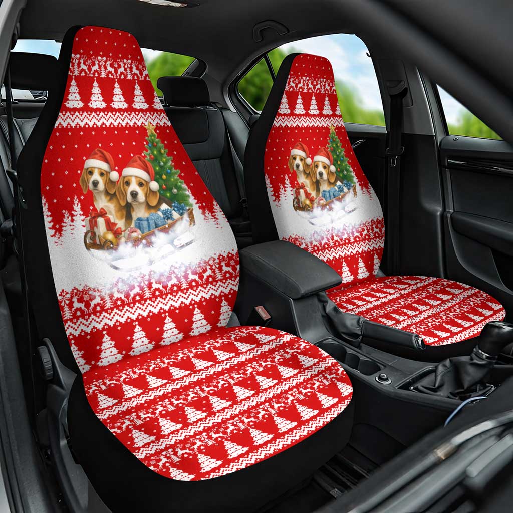 Beagle Dashing Dog Christmas Car Seat Cover Xmas Holiday Patterns - Wonder Print Shop