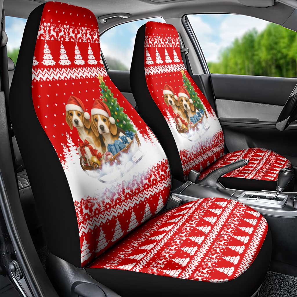 Beagle Dashing Dog Christmas Car Seat Cover Xmas Holiday Patterns - Wonder Print Shop