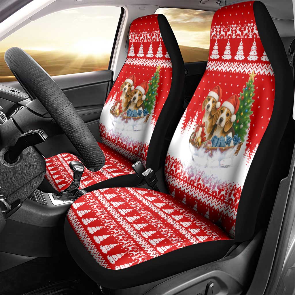 Beagle Dashing Dog Christmas Car Seat Cover Xmas Holiday Patterns - Wonder Print Shop