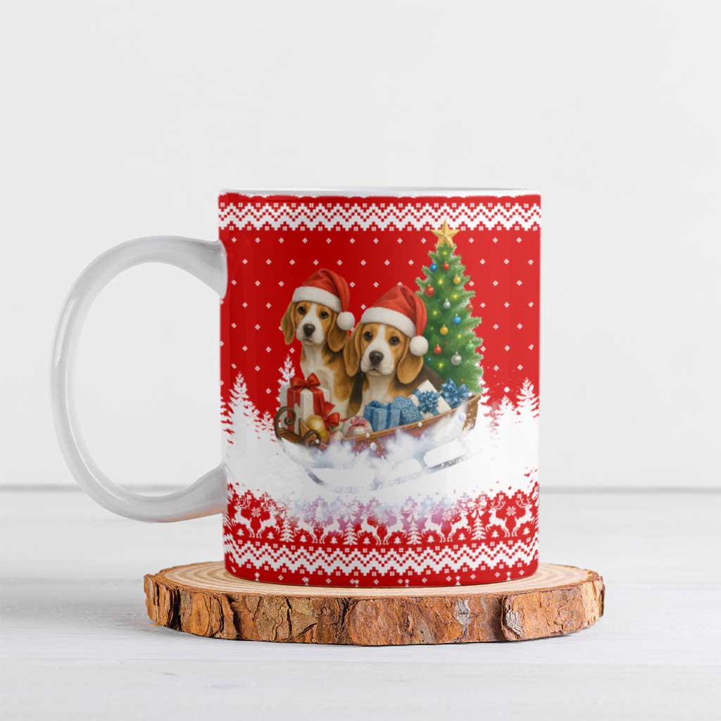 Beagle Dashing Dog Christmas Ceramic Mug Xmas Holiday Patterns - Wonder Print Shop