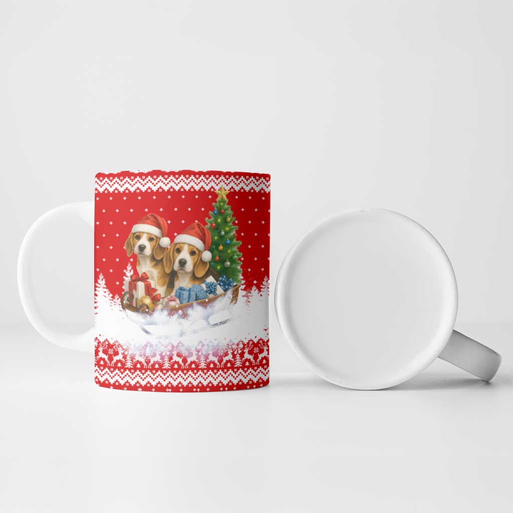 Beagle Dashing Dog Christmas Ceramic Mug Xmas Holiday Patterns - Wonder Print Shop