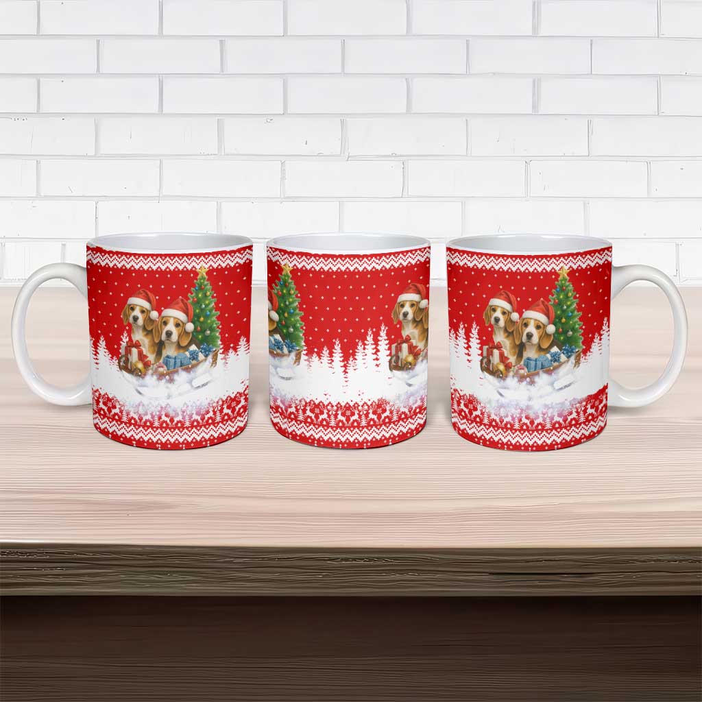 Beagle Dashing Dog Christmas Ceramic Mug Xmas Holiday Patterns - Wonder Print Shop