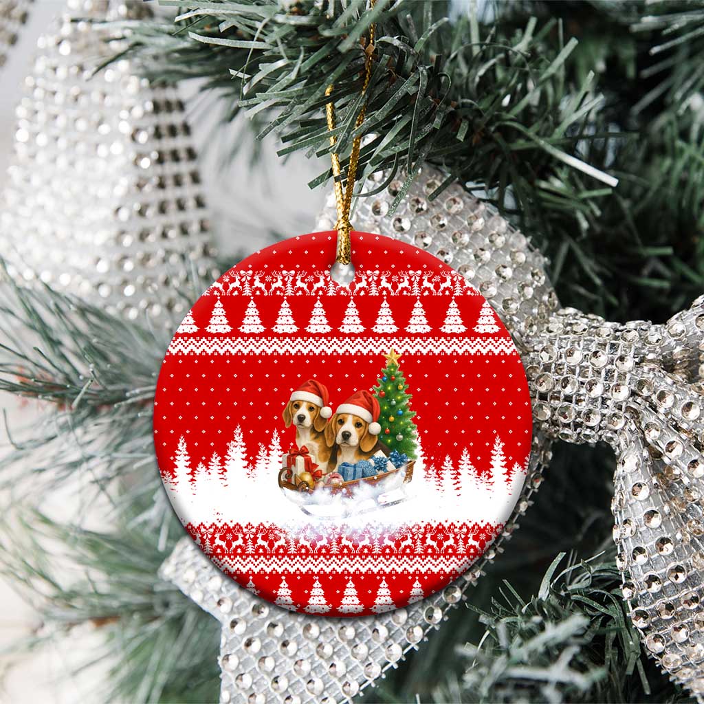 Beagle Dashing Dog Christmas Ceramic Ornament Xmas Holiday Patterns - Wonder Print Shop