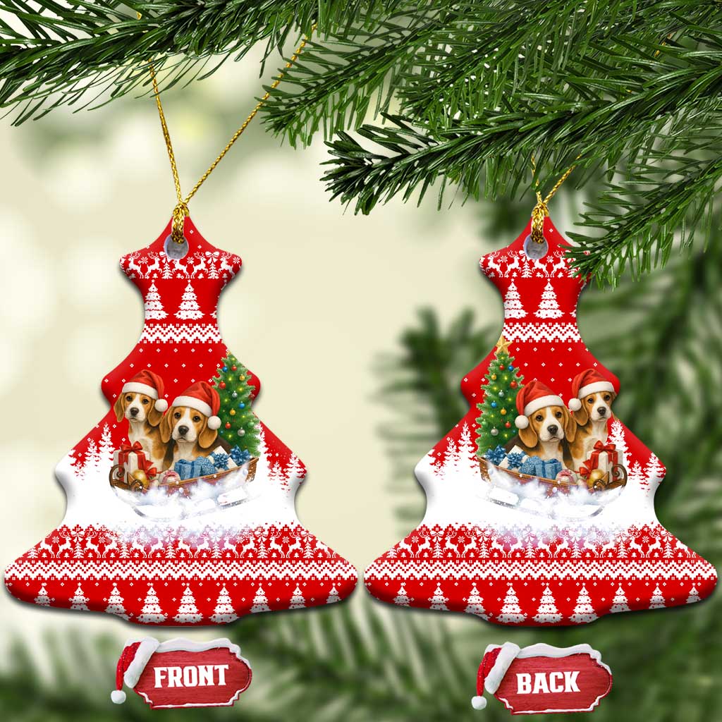 Beagle Dashing Dog Christmas Ceramic Ornament Xmas Holiday Patterns - Wonder Print Shop
