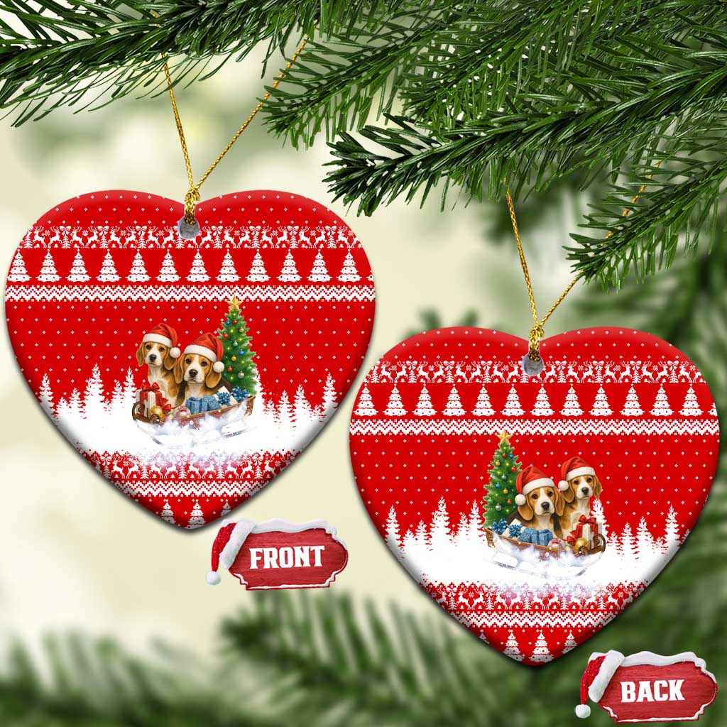 Beagle Dashing Dog Christmas Ceramic Ornament Xmas Holiday Patterns - Wonder Print Shop