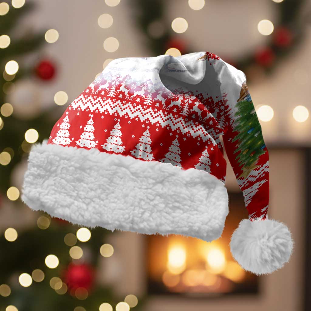 Beagle Dashing Dog Christmas Santa Hat Xmas Holiday Patterns - Wonder Print Shop