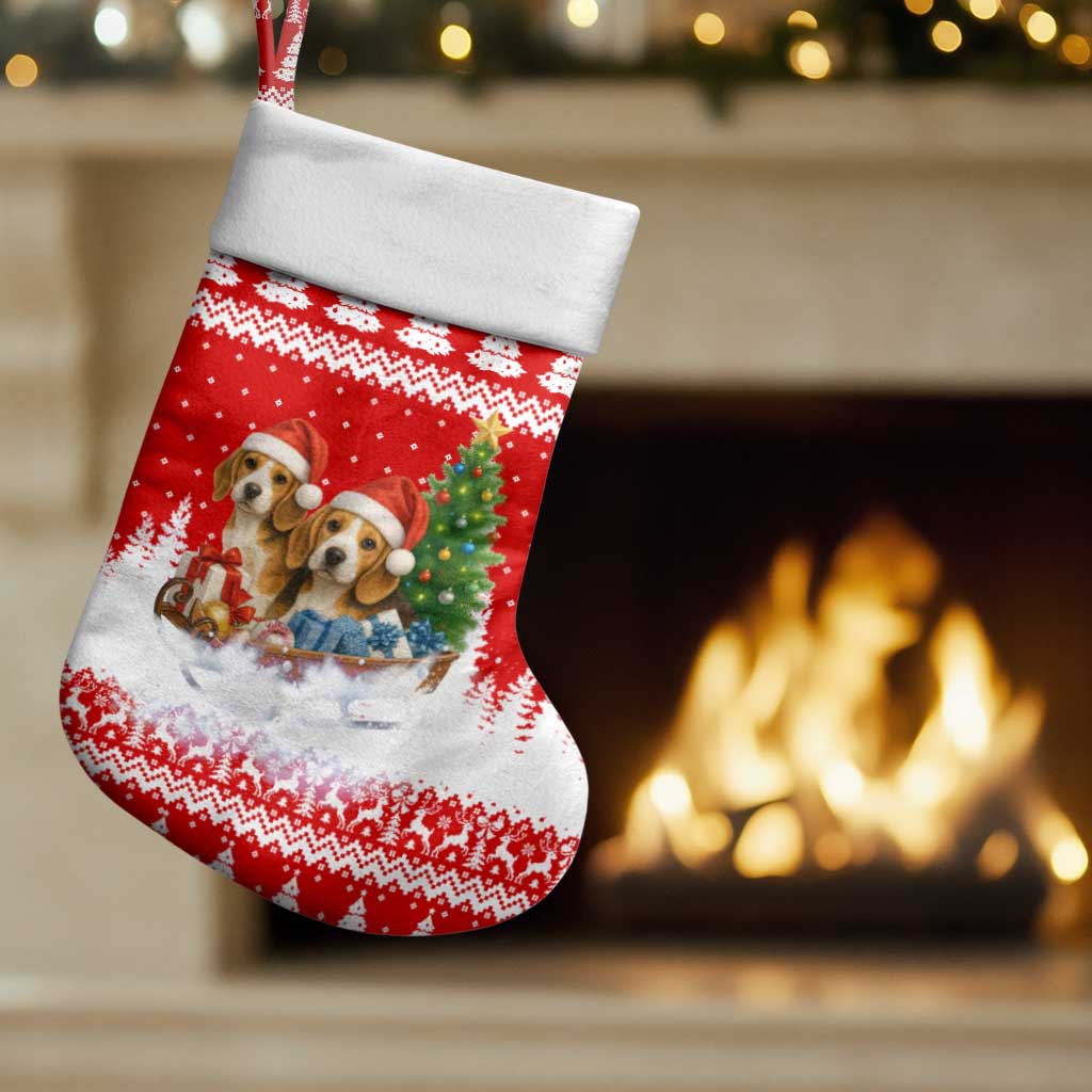 Beagle Dashing Dog Christmas Stocking Xmas Holiday Patterns - Wonder Print Shop