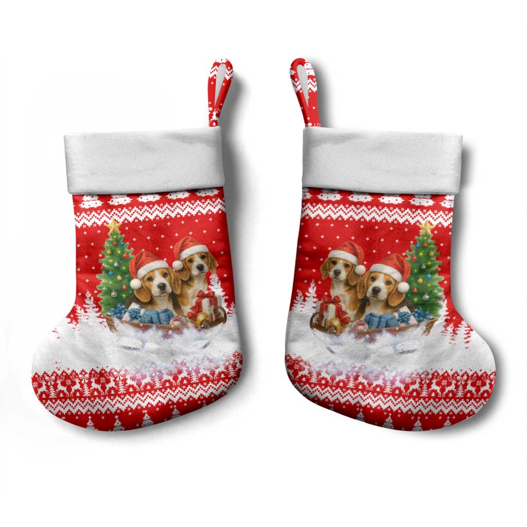 Beagle Dashing Dog Christmas Stocking Xmas Holiday Patterns - Wonder Print Shop