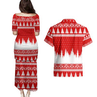 Beagle Dashing Dog Christmas Couples Matching Puletasi and Hawaiian Shirt Xmas Holiday Patterns - Wonder Print Shop