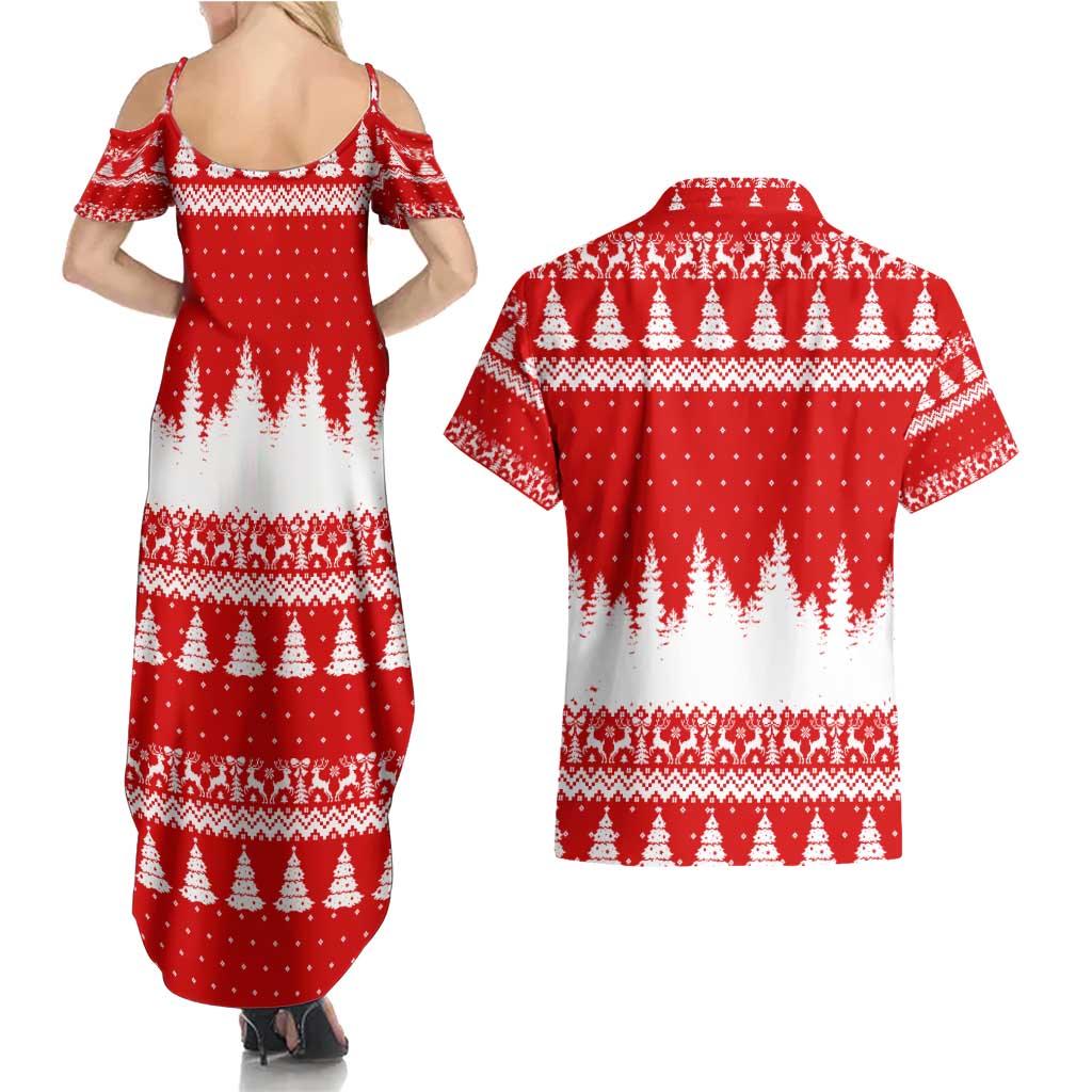 Beagle Dashing Dog Christmas Couples Matching Summer Maxi Dress and Hawaiian Shirt Xmas Holiday Patterns - Wonder Print Shop