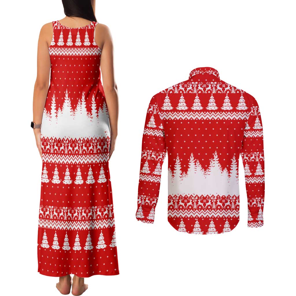 Beagle Dashing Dog Christmas Couples Matching Tank Maxi Dress and Long Sleeve Button Shirt Xmas Holiday Patterns - Wonder Print Shop