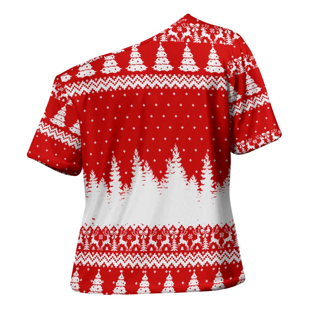 Beagle Dashing Dog Christmas Cross Shoulder Shirt Xmas Holiday Patterns - Wonder Print Shop