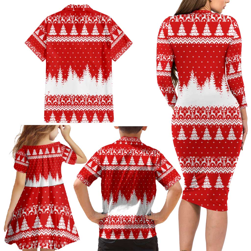 Beagle Dashing Dog Christmas Family Matching Long Sleeve Bodycon Dress and Hawaiian Shirt Xmas Holiday Patterns - Wonder Print Shop