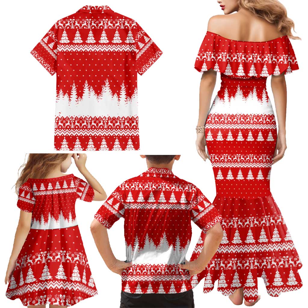 Beagle Dashing Dog Christmas Family Matching Mermaid Dress and Hawaiian Shirt Xmas Holiday Patterns - Wonder Print Shop