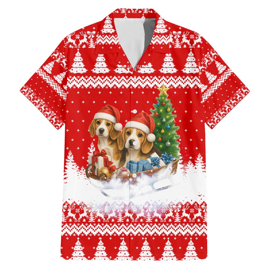 Beagle Dashing Dog Christmas Family Matching Mermaid Dress and Hawaiian Shirt Xmas Holiday Patterns - Wonder Print Shop