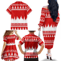 Beagle Dashing Dog Christmas Family Matching Off The Shoulder Long Sleeve Dress and Hawaiian Shirt Xmas Holiday Patterns - Wonder Print Shop
