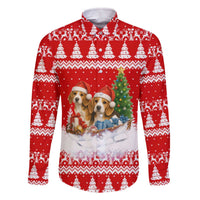 Beagle Dashing Dog Christmas Family Matching Off The Shoulder Long Sleeve Dress and Hawaiian Shirt Xmas Holiday Patterns - Wonder Print Shop