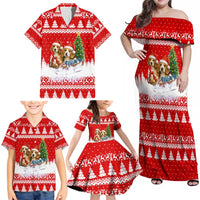 Beagle Dashing Dog Christmas Family Matching Off Shoulder Maxi Dress and Hawaiian Shirt Xmas Holiday Patterns - Wonder Print Shop