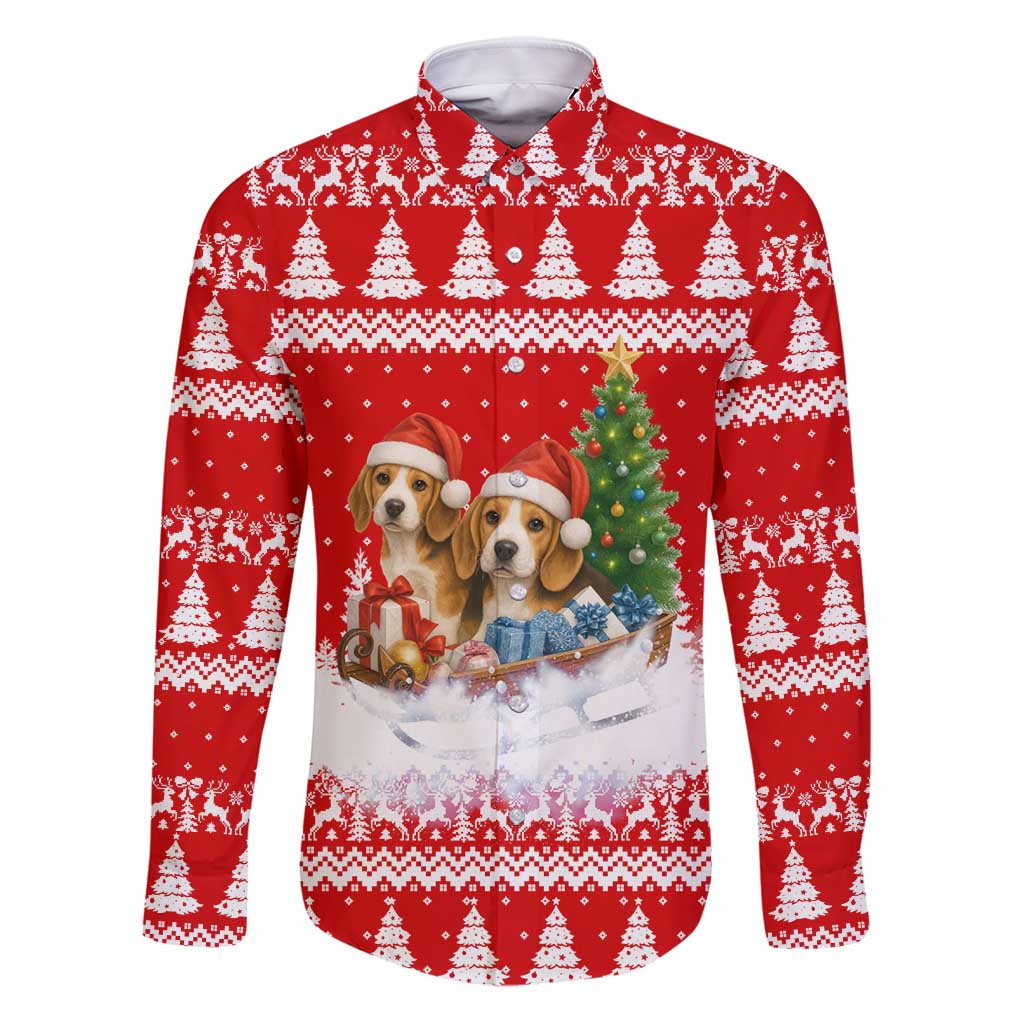 Beagle Dashing Dog Christmas Family Matching Puletasi and Hawaiian Shirt Xmas Holiday Patterns - Wonder Print Shop