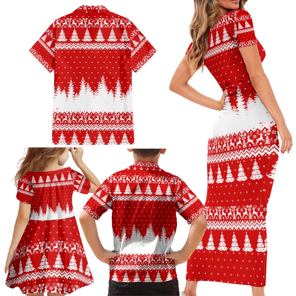 Beagle Dashing Dog Christmas Family Matching Short Sleeve Bodycon Dress and Hawaiian Shirt Xmas Holiday Patterns - Wonder Print Shop