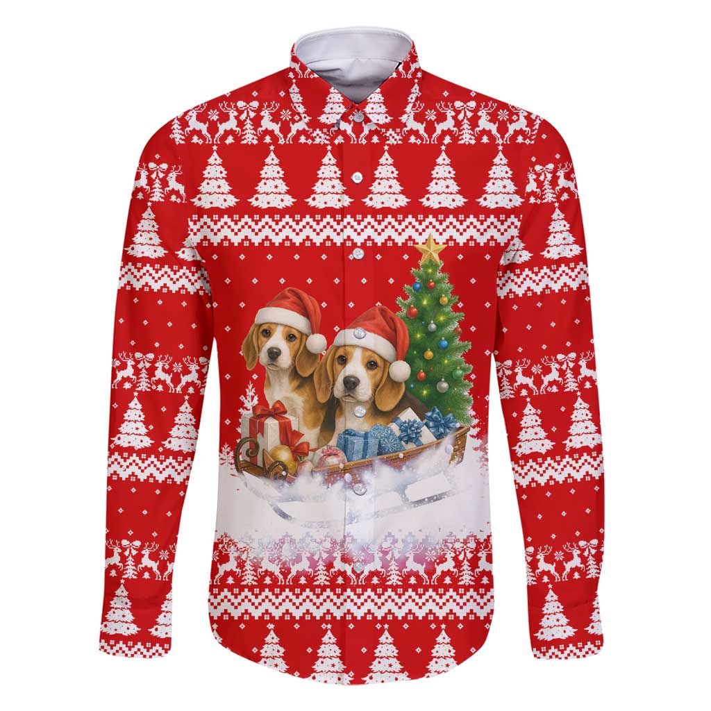 Beagle Dashing Dog Christmas Family Matching Summer Maxi Dress and Hawaiian Shirt Xmas Holiday Patterns - Wonder Print Shop