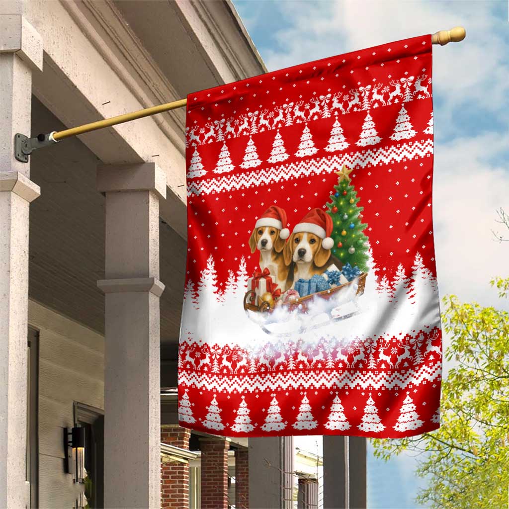 Beagle Dashing Dog Christmas Garden Flag Xmas Holiday Patterns - Wonder Print Shop
