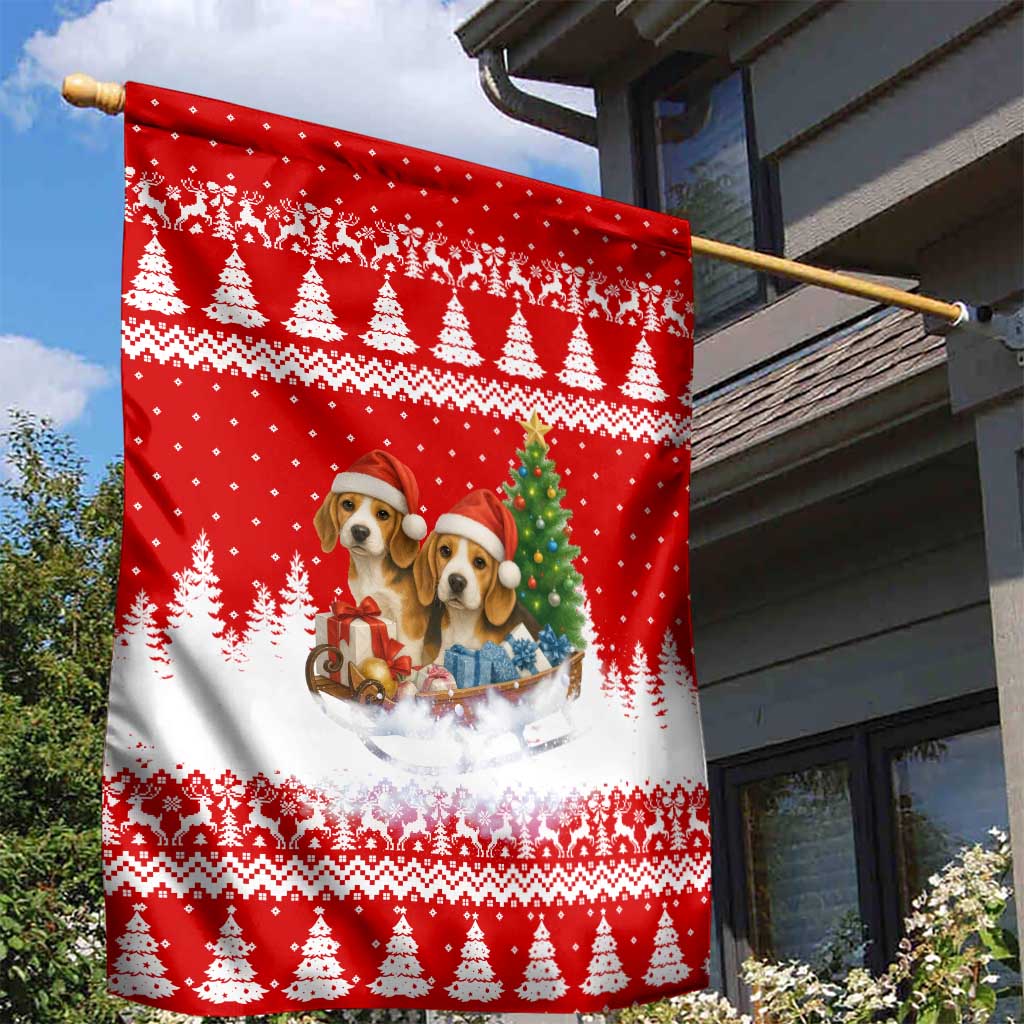 Beagle Dashing Dog Christmas Garden Flag Xmas Holiday Patterns - Wonder Print Shop