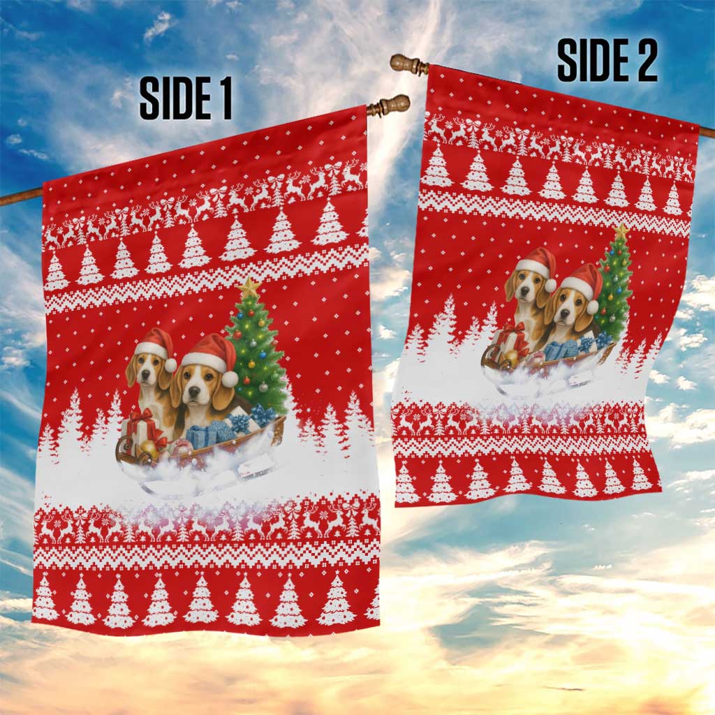Beagle Dashing Dog Christmas Garden Flag Xmas Holiday Patterns - Wonder Print Shop