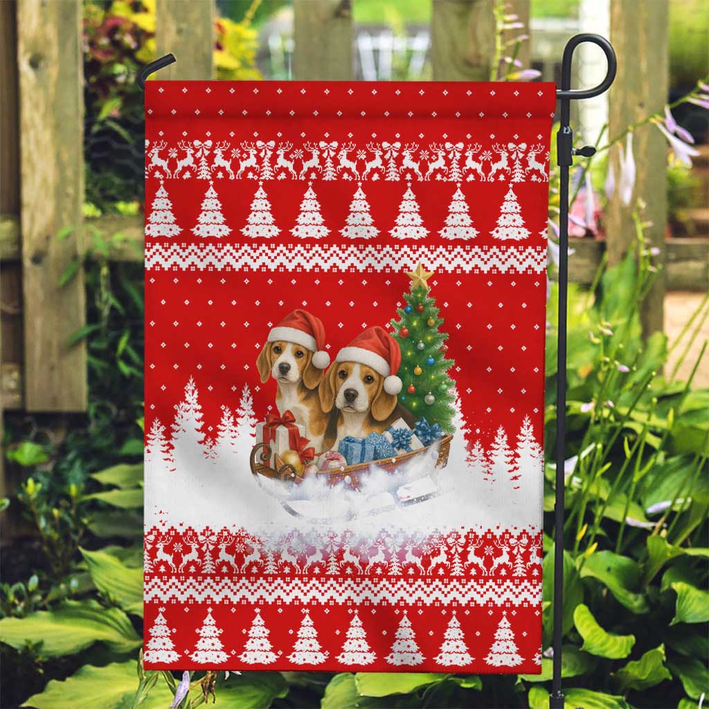 Beagle Dashing Dog Christmas Garden Flag Xmas Holiday Patterns - Wonder Print Shop