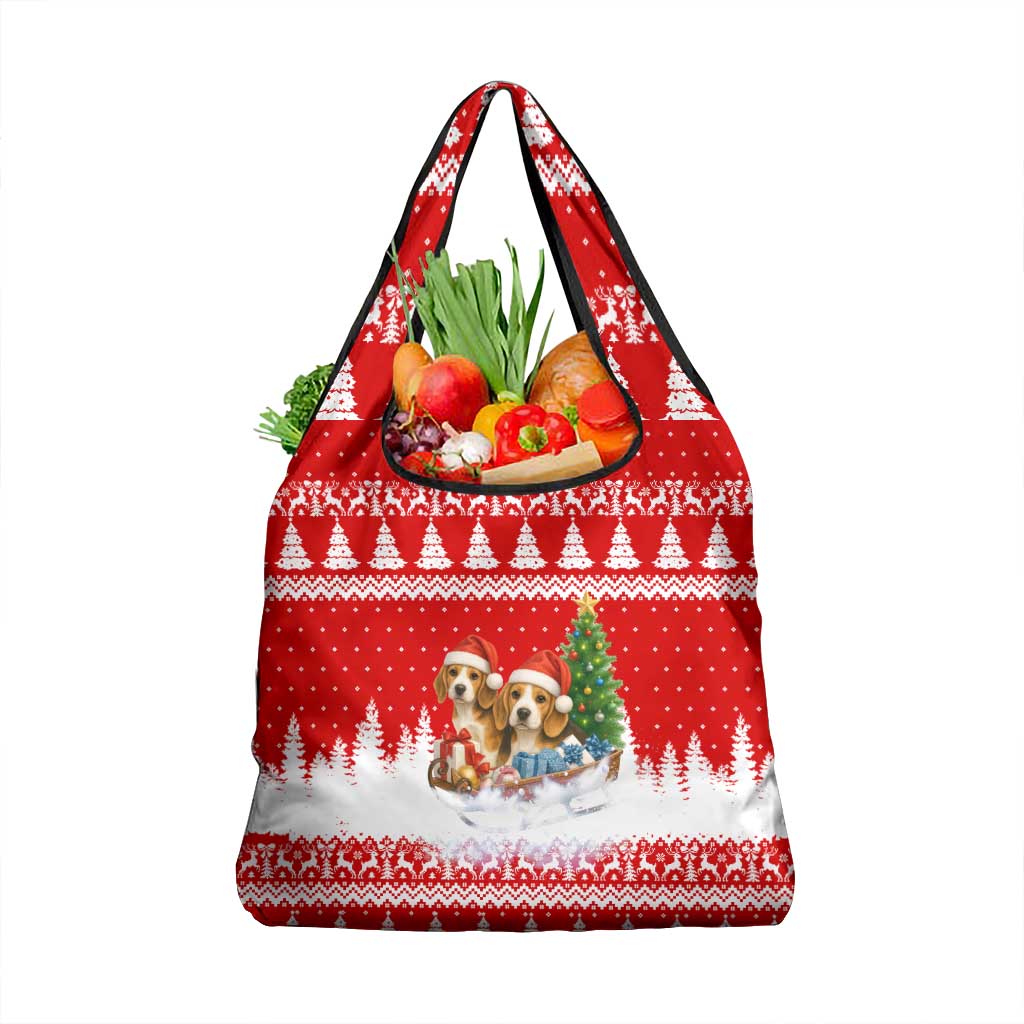 Beagle Dashing Dog Christmas Grocery Bag Xmas Holiday Patterns - Wonder Print Shop